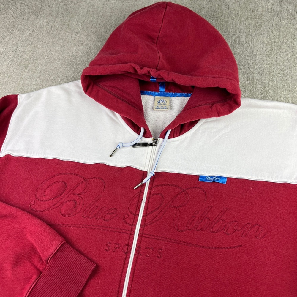 Nike Blue Ribbon Sports Zip Hoodie Mens 3XL Red White Colorblock Embroidered Y2K